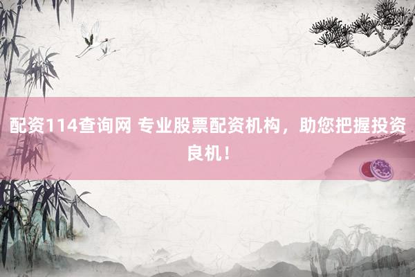 配资114查询网 专业股票配资机构，助您把握投资良机！