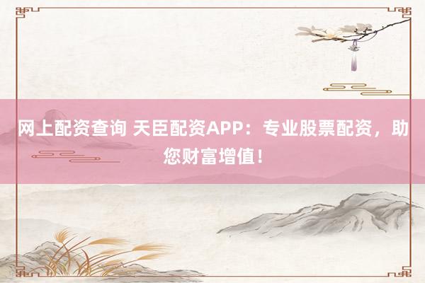网上配资查询 天臣配资APP：专业股票配资，助您财富增值！