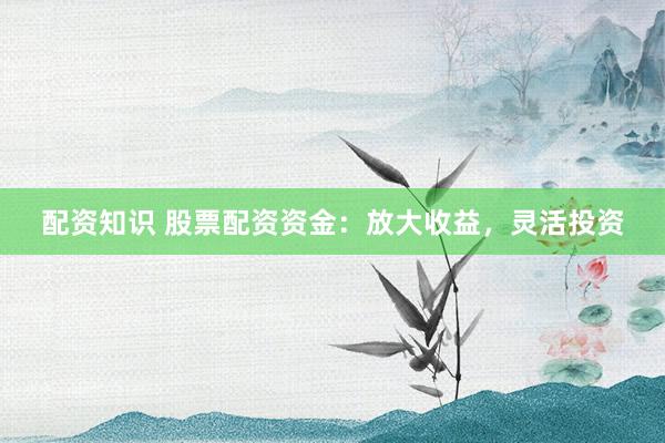 配资知识 股票配资资金：放大收益，灵活投资