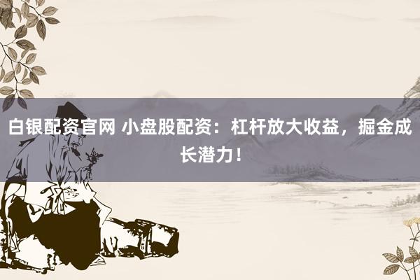 白银配资官网 小盘股配资：杠杆放大收益，掘金成长潜力！