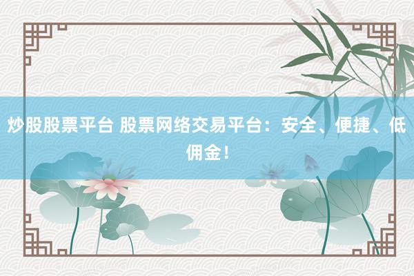 炒股股票平台 股票网络交易平台：安全、便捷、低佣金！